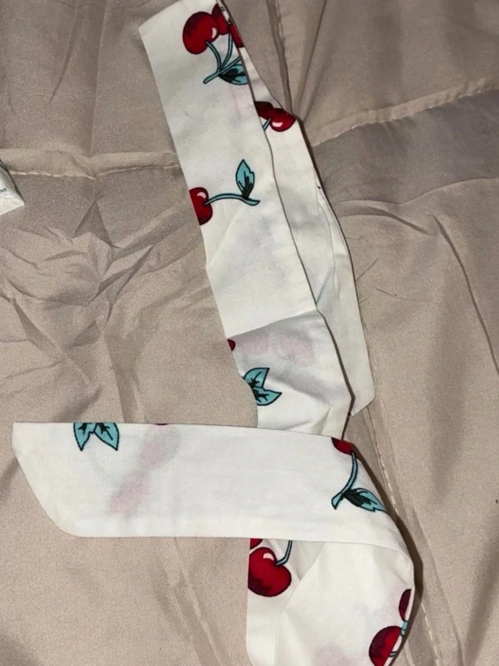 White Cherry-Print Dress with Sheer Bow for dog